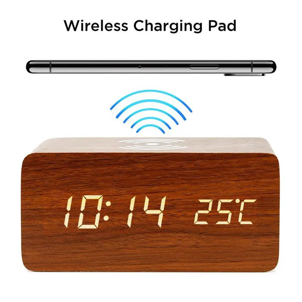 Modern Electronics Gadgets - Alarm Clock LED Digital Wooden USB/AAA