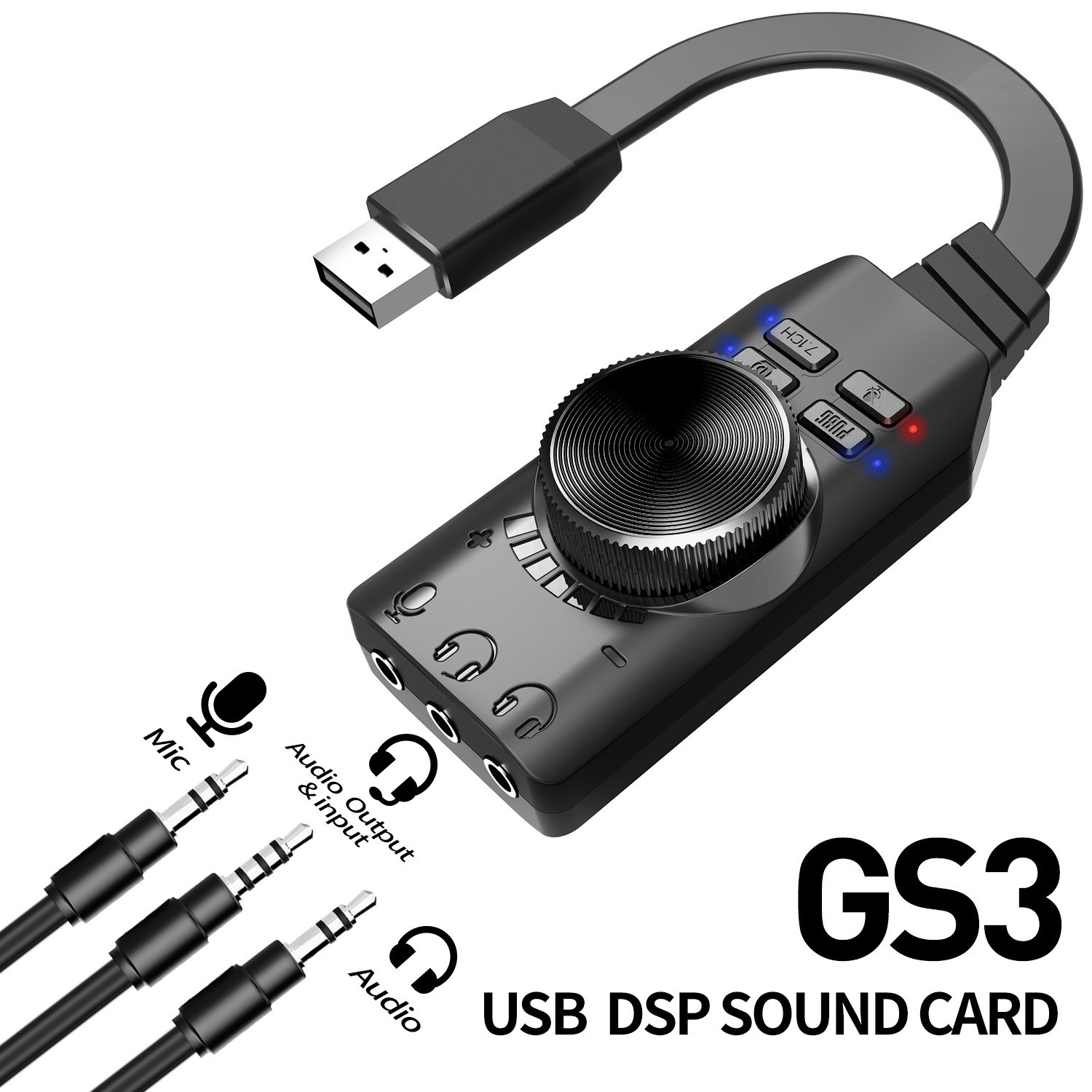 GS3 7.1 Channel Sound Card Con - đánh giá và giá Usb Sound Card External