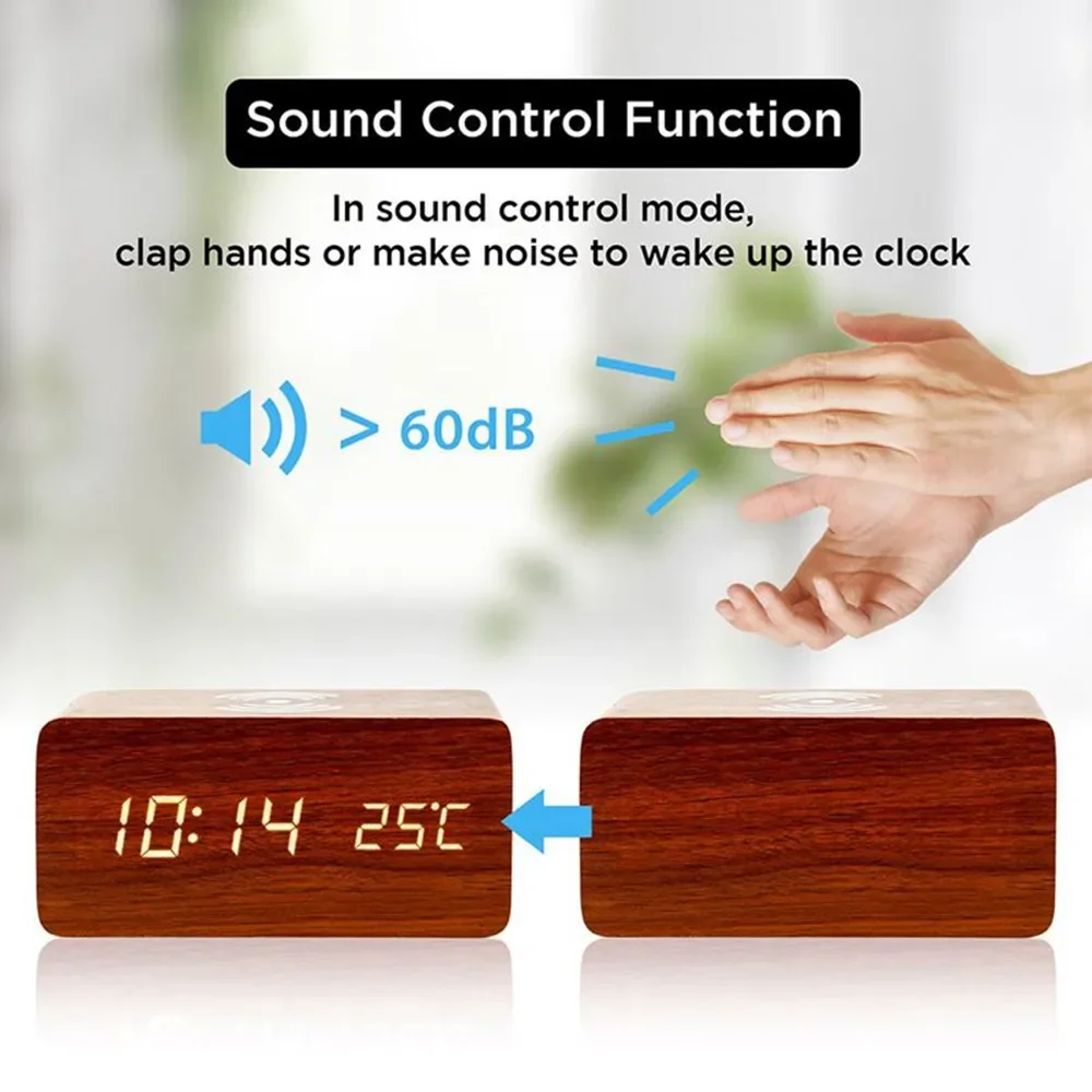 Alarm Clock LED Digital Wooden - đánh giá và giá Modern Electronics Gadgets