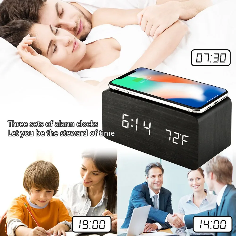 Alarm Clock LED Digital Wooden - đánh giá và giá Modern Electronics Gadgets