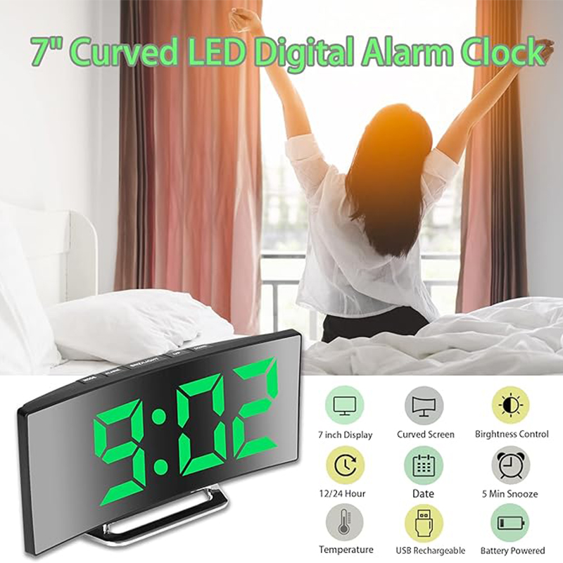 LED Digital Alarm Clock Curved - đánh giá và giá Modern Electronics Gadgets